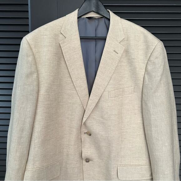 Jos. A. Bank Men’s Linen and Wool Blend Tan Sport Coat Blazer, Size 46R - Picture 3 of 16